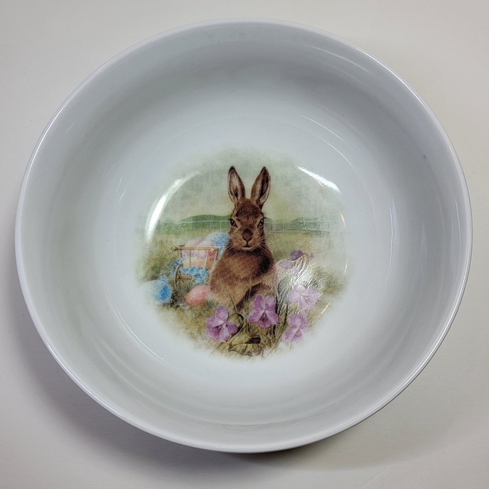 Pottery Barn Meadow Bunny BOWL Easter Rabbit Upright Cereal Soup 5.625" NWT - Picture 1 of 8